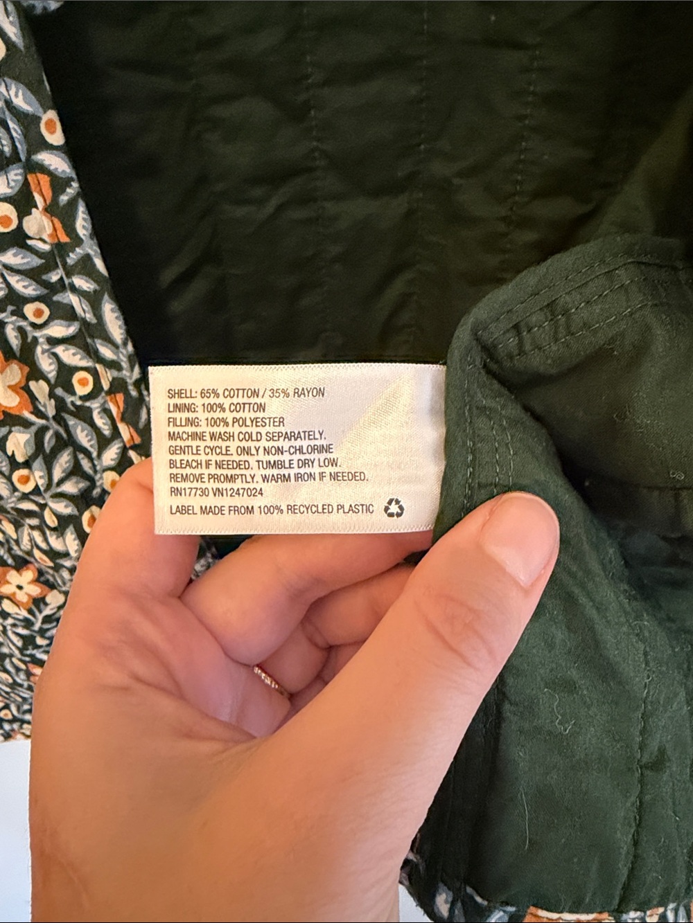 Universal Thread Quilted Floral Bomber Jacket - Green/Yellow - Picture 5 of 8